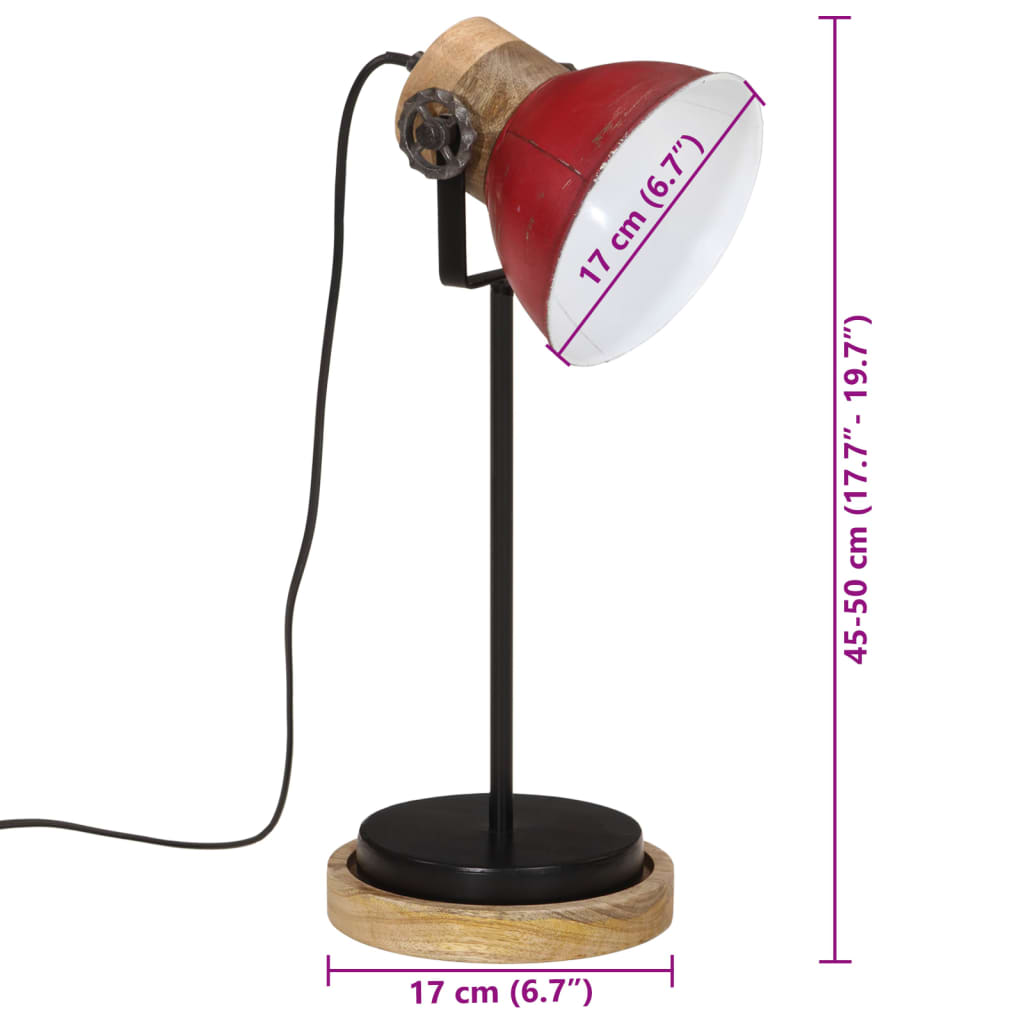 Lampada da Scrivania 25 W Rosso Anticato 17x17x50 cm E27 - homemem39