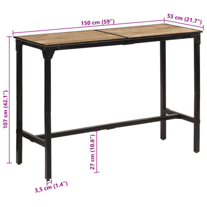 Tavolo da Bar 150x55x107 cm in Legno Grezzo Massello di Mango - homemem39