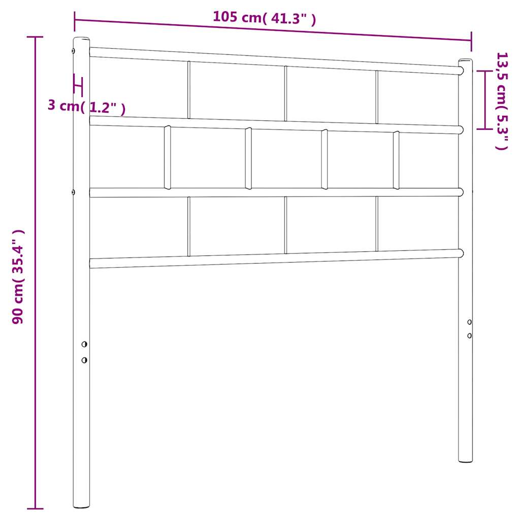 Testiera in Metallo Nero 100 cm - homemem39