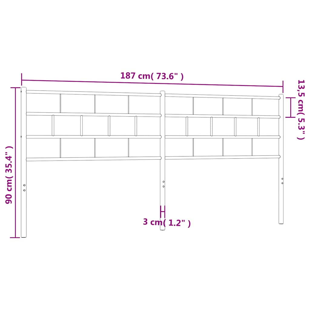 Testiera in Metallo Nero 180 cm - homemem39