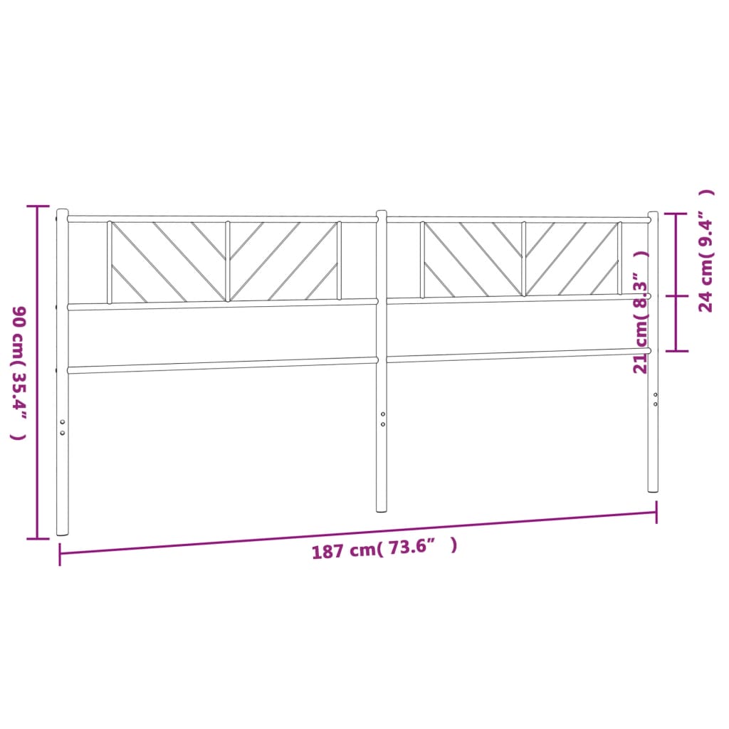 Testiera in Metallo Bianco 180 cm - homemem39