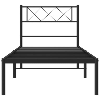 Giroletto con Testiera in Metallo Nero 100x190 cm - homemem39