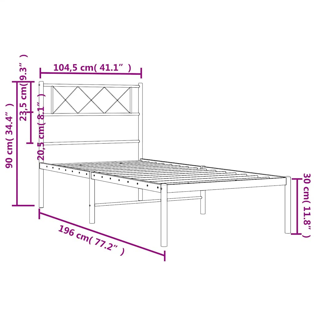 Giroletto con Testiera in Metallo Nero 100x190 cm - homemem39