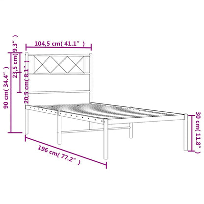 Giroletto con Testiera in Metallo Nero 100x190 cm - homemem39