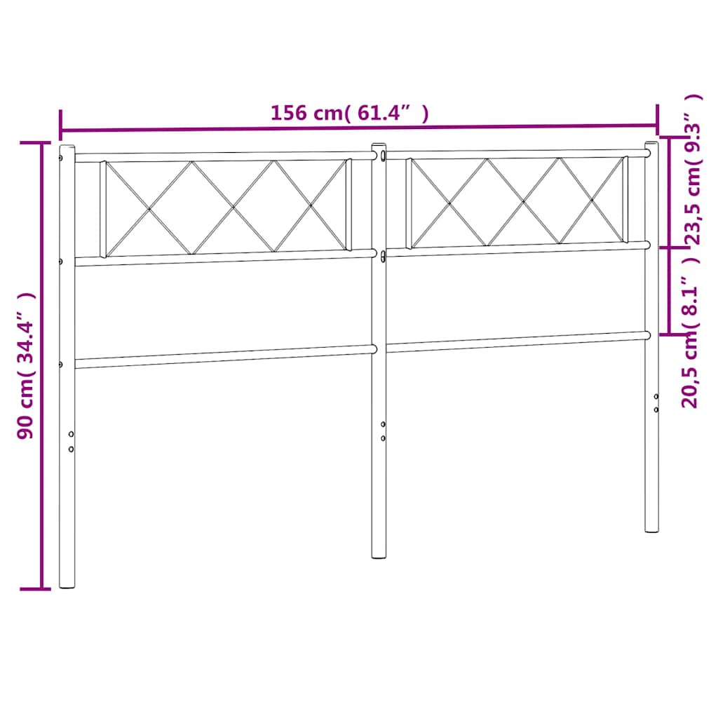 Testiera in Metallo Bianco 150 cm