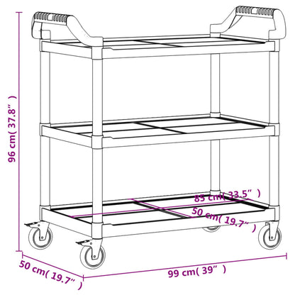 Carrello a 3 Ripiani Grigio 99x50x96 cm in Alluminio - homemem39