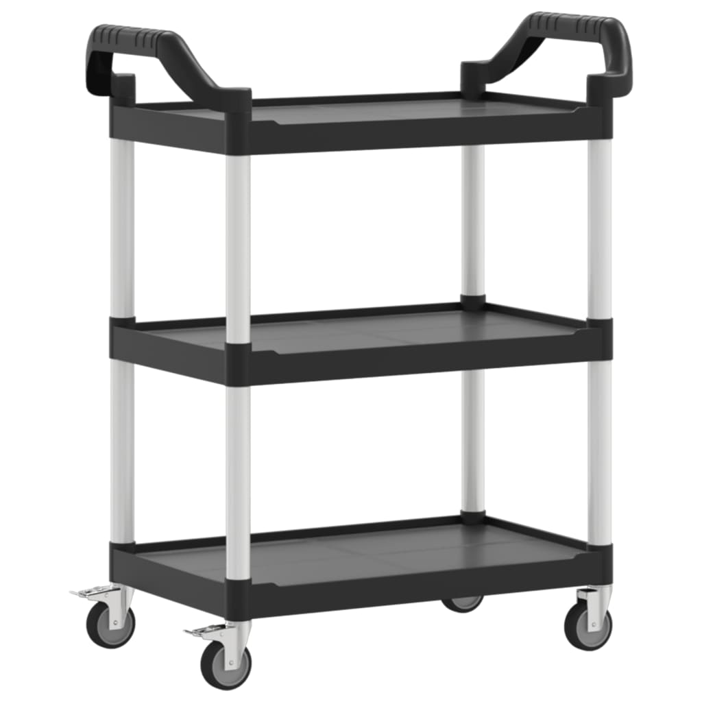 Carrello a 3 Ripiani Nero 81x41x92 cm in Alluminio - homemem39