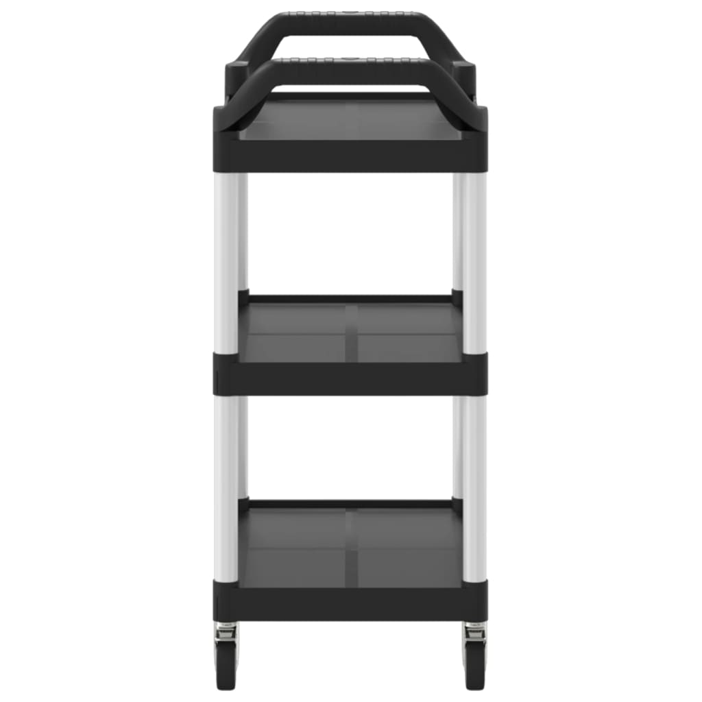 Carrello a 3 Ripiani Nero 81x41x92 cm in Alluminio - homemem39