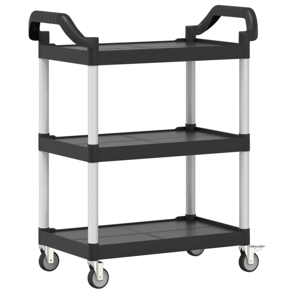 Carrello a 3 Ripiani Nero 81x41x92 cm in Alluminio - homemem39