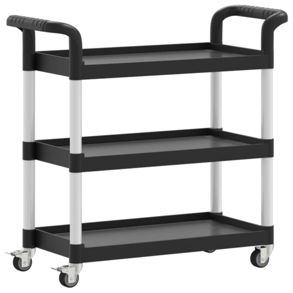 Carrello a 3 Ripiani Nero 77x34x72 cm in Alluminio - homemem39