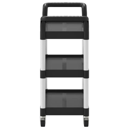 Carrello a 3 Ripiani Nero 77x34x72 cm in Alluminio - homemem39