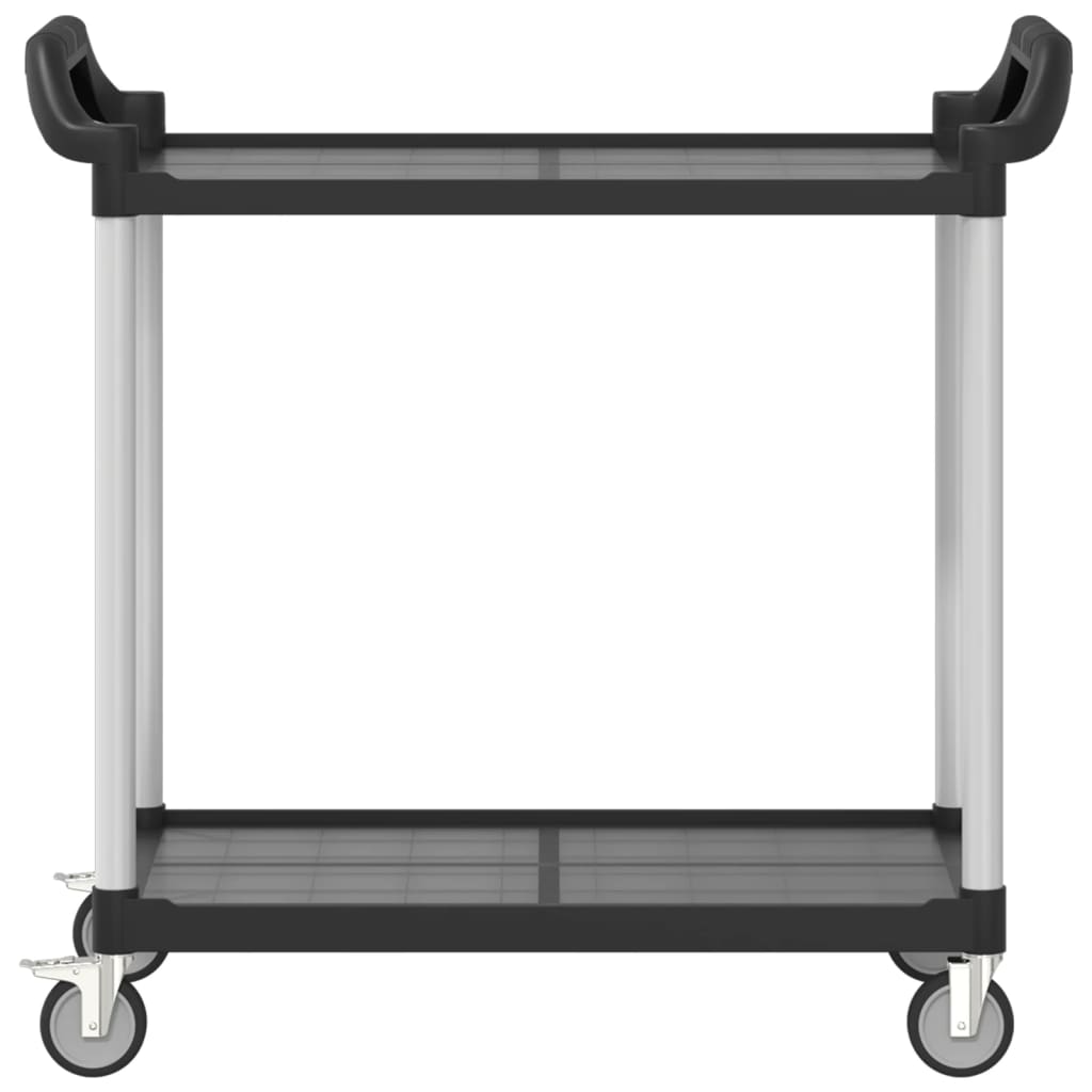 Carrello a 2 Ripiani Nero 99x50x97 cm in Alluminio - homemem39