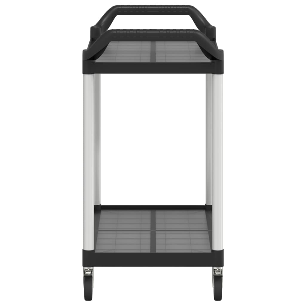 Carrello a 2 Ripiani Nero 99x50x97 cm in Alluminio - homemem39