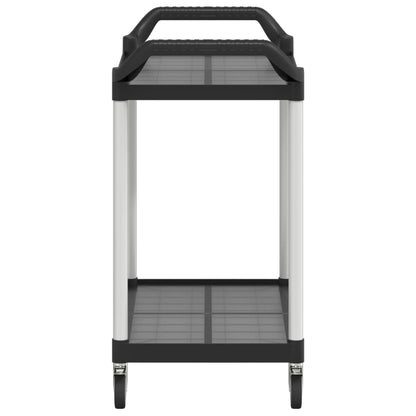 Carrello a 2 Ripiani Nero 99x50x97 cm in Alluminio - homemem39