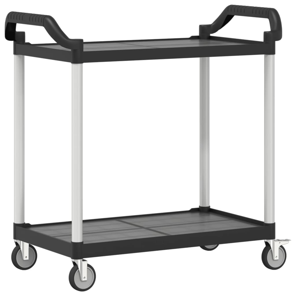 Carrello a 2 Ripiani Nero 99x50x97 cm in Alluminio - homemem39