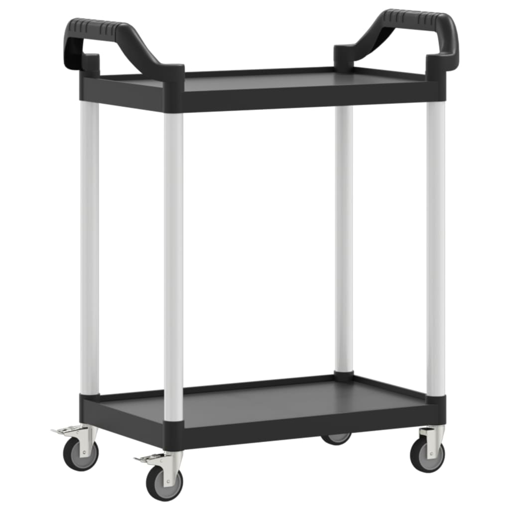 Carrello a 2 Ripiani Nero 81x41x92 cm in Alluminio - homemem39