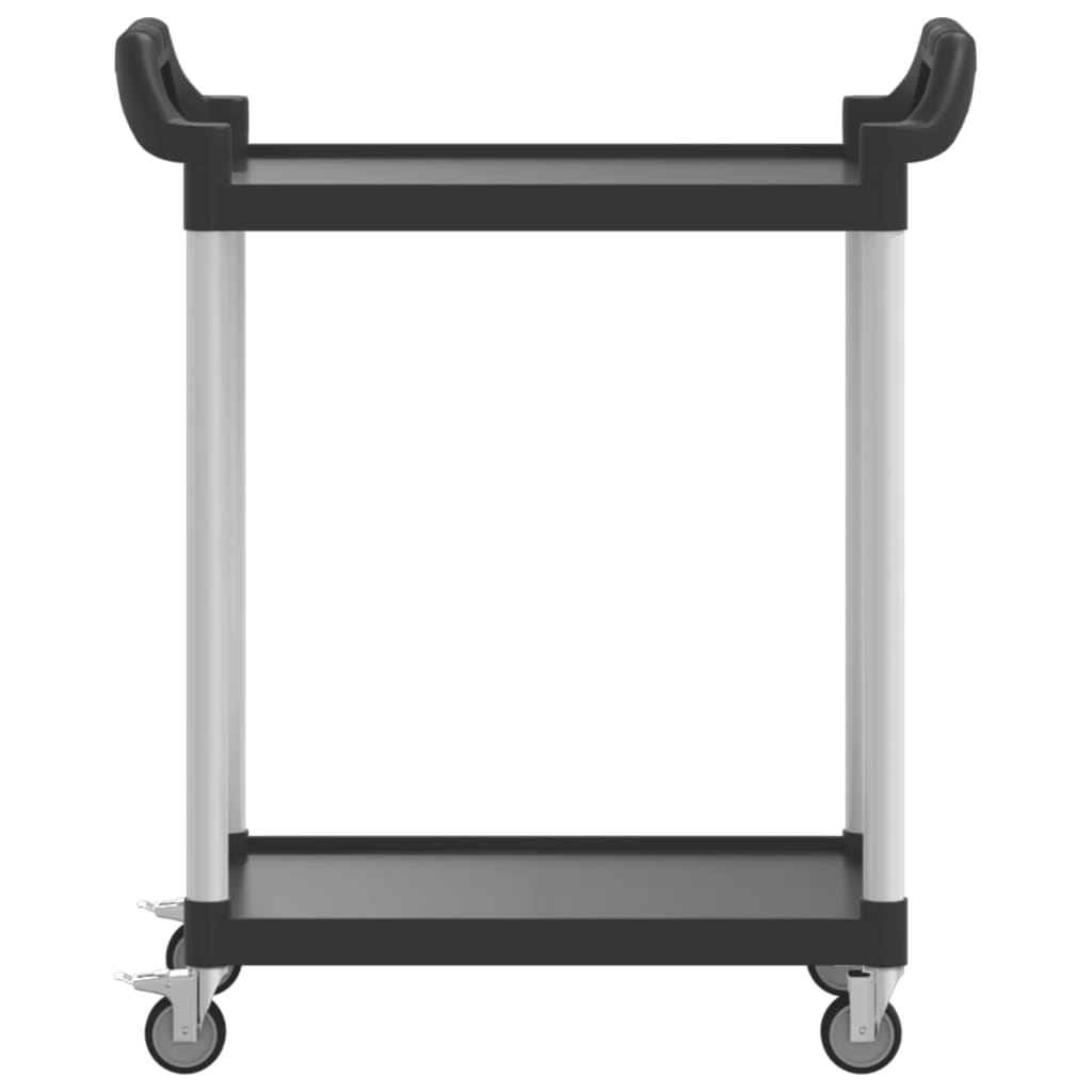 Carrello a 2 Ripiani Nero 81x41x92 cm in Alluminio - homemem39