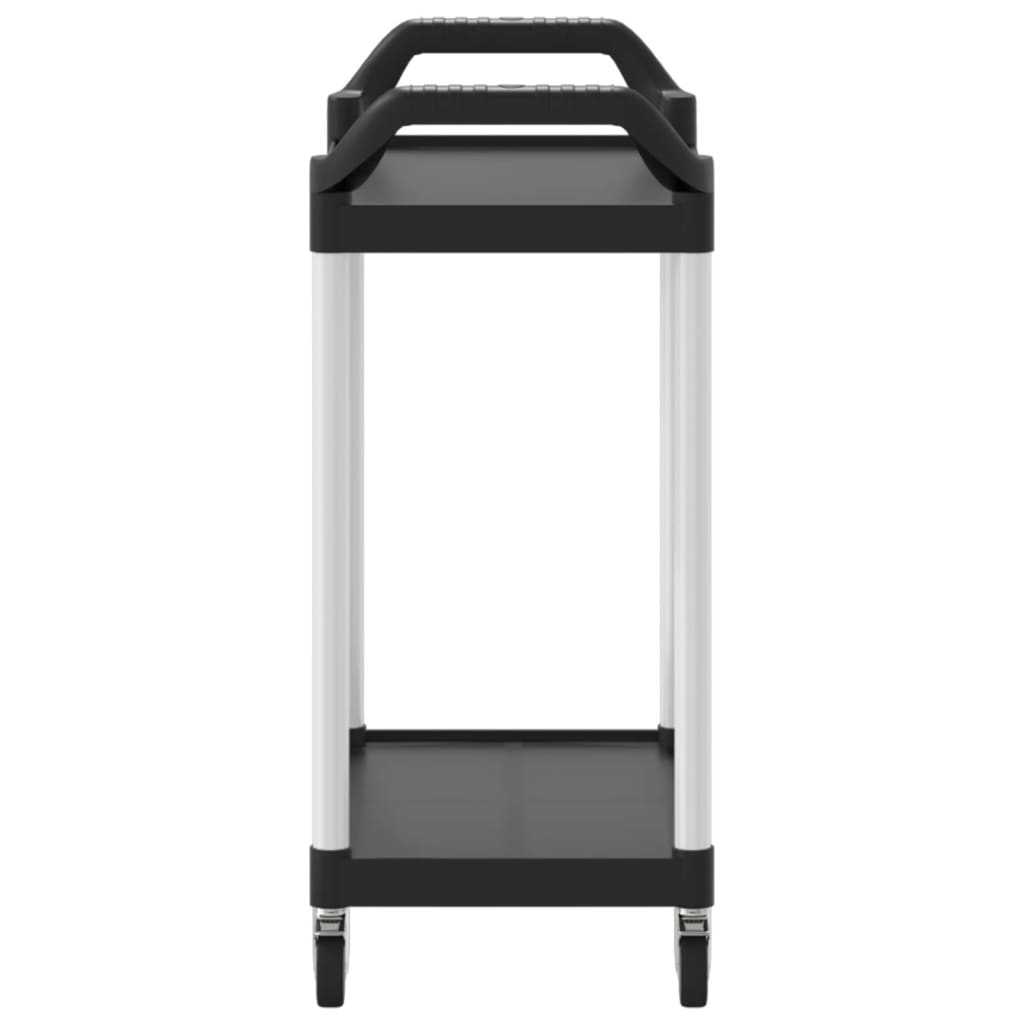 Carrello a 2 Ripiani Nero 81x41x92 cm in Alluminio - homemem39