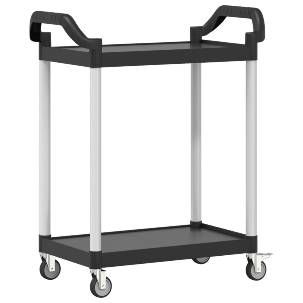 Carrello a 2 Ripiani Nero 81x41x92 cm in Alluminio - homemem39