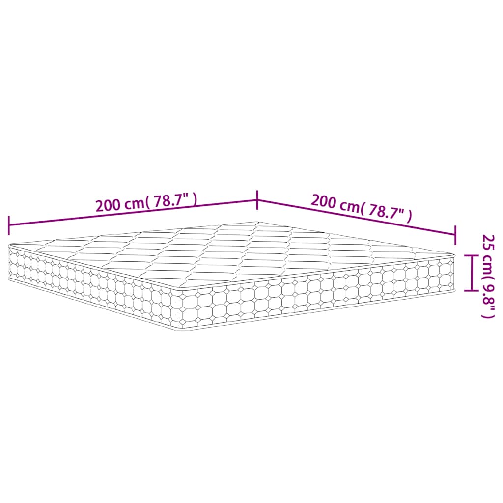 Materasso a Molle Insacchettate Medio Rigido 200x200 cm