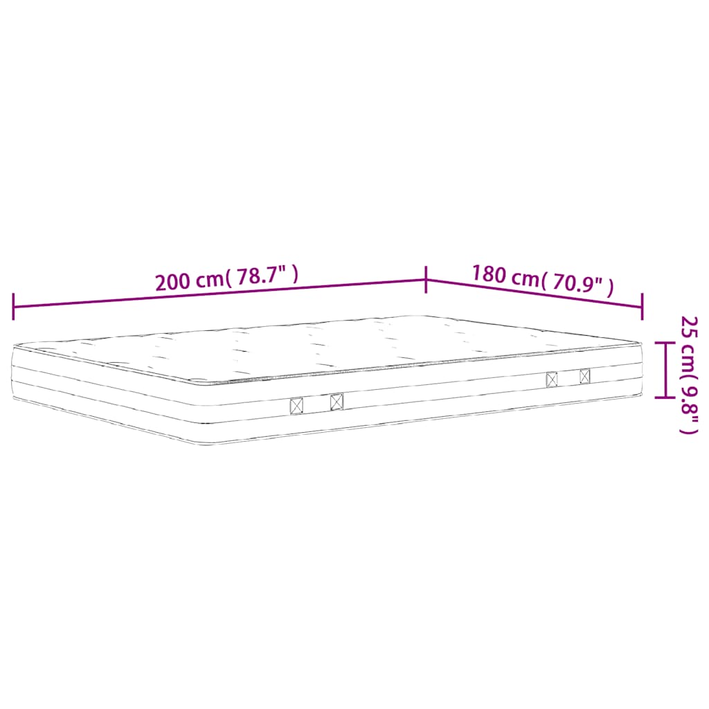 Materasso a Molle Insacchettate Medio Rigido 180x200 cm