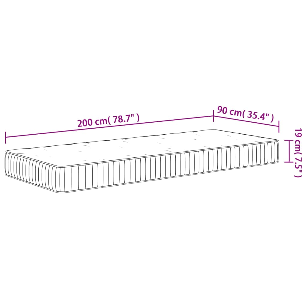 Materasso a Molle Insacchettate Medio 90x200 cm - homemem39