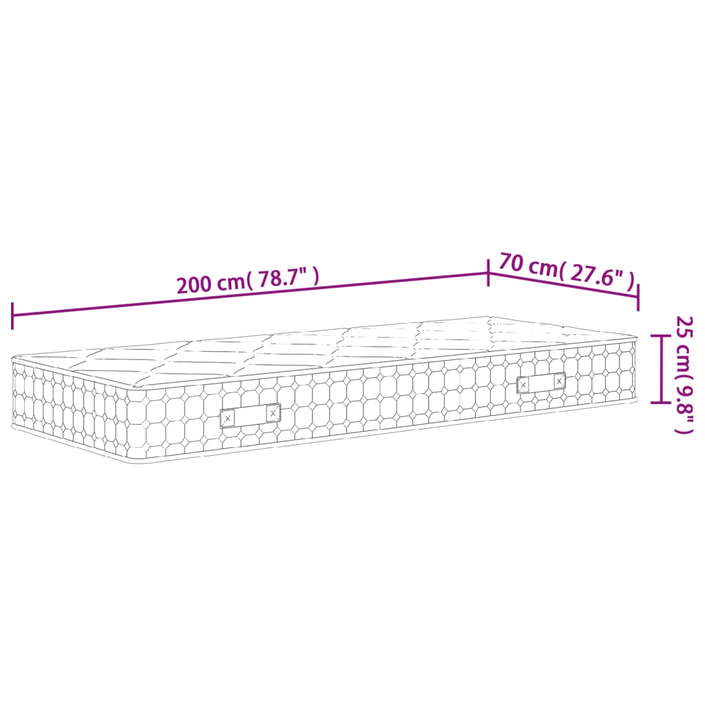 Materasso a Molle Insacchettate Medio Rigido 70x200 cm