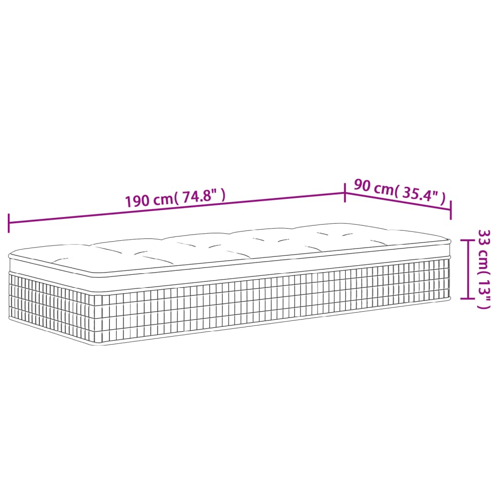 Materasso Molle Insacchettate Medio Plus 90x190cm Single Size