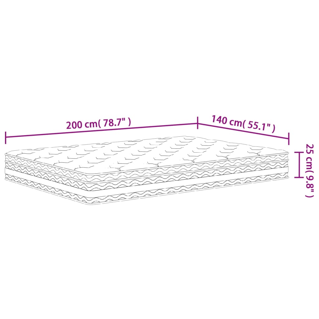 Materasso a Molle Insacchettate Medio 140x200 cm - homemem39