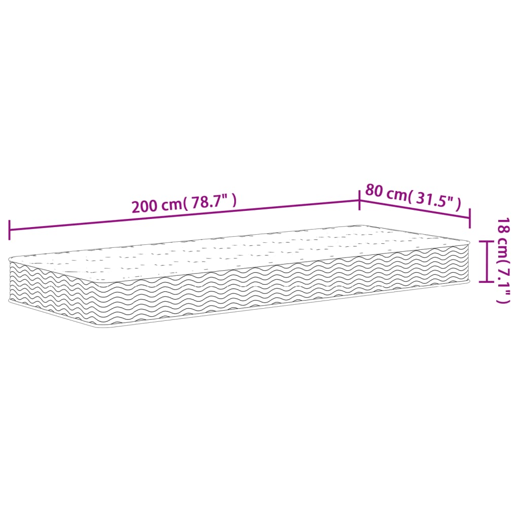 Materasso a Molle Bonnel Medio 80x200 cm