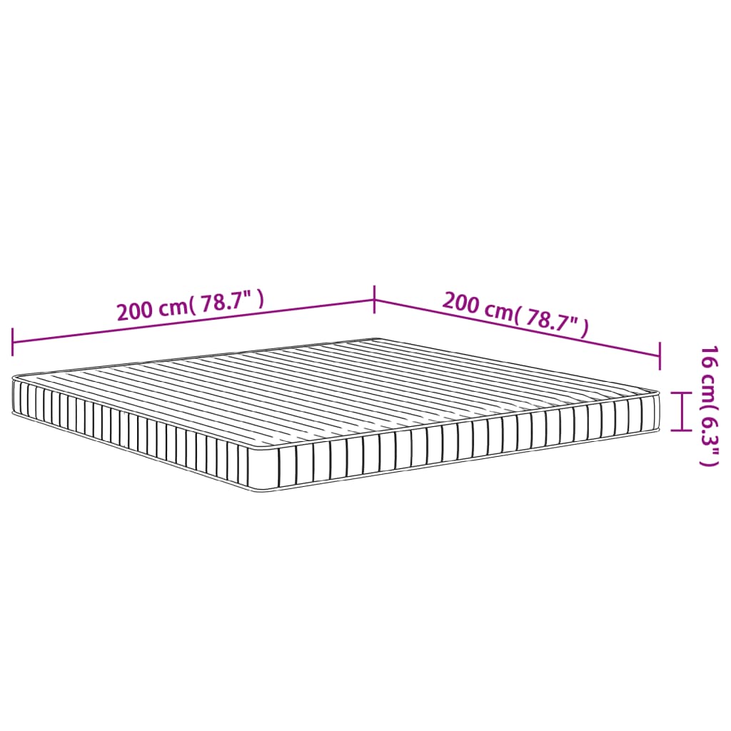 Materasso in Schiuma Mediamente Morbido 200x200 cm