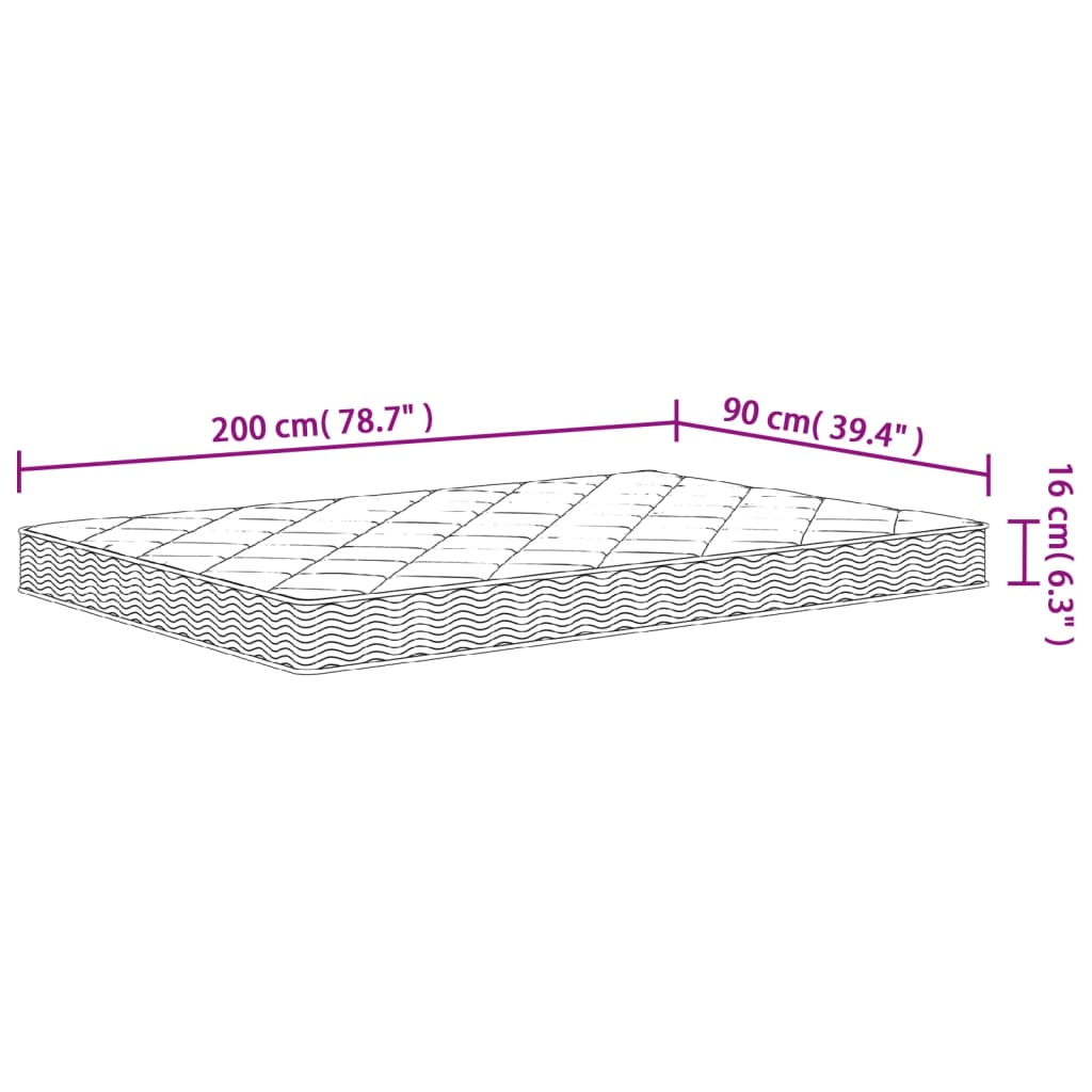 Materasso in Schiuma Mediamente Morbido 90x200 cm - homemem39