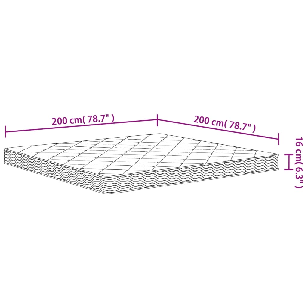 Materasso in Schiuma Mediamente Morbido 200x200 cm