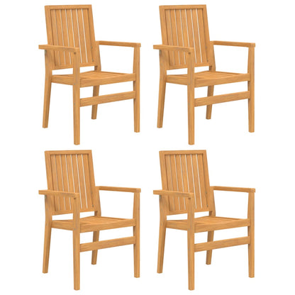 Sedie da Giardino Impilabili 4 pz 56,5x57,5x91 cm Massello Teak