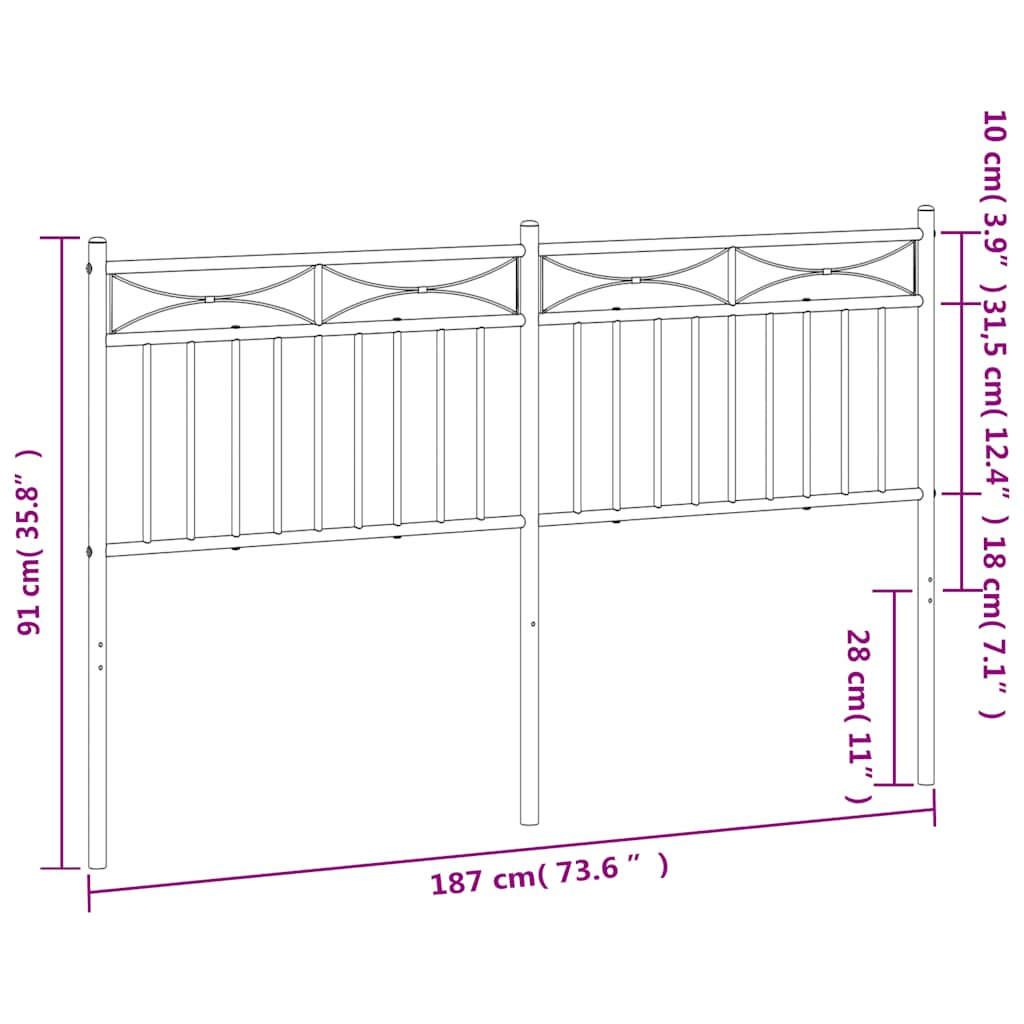 Testiera in Metallo Nero 180 cm - homemem39