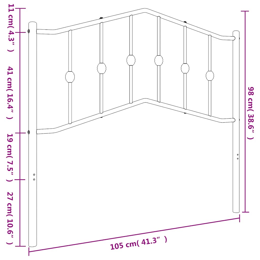 Testiera in Metallo Nero 100 cm - homemem39