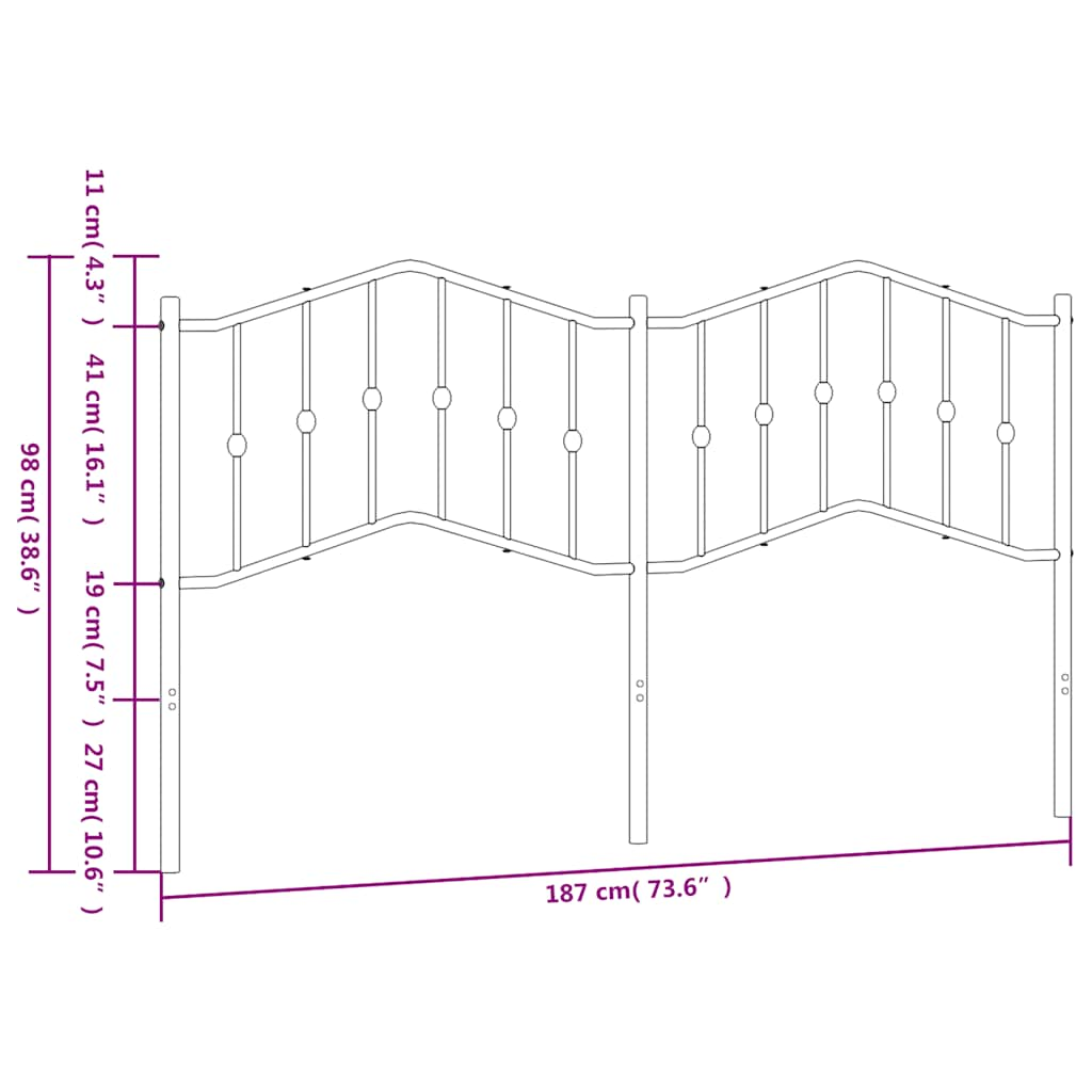 Testiera in Metallo Nero 180 cm - homemem39