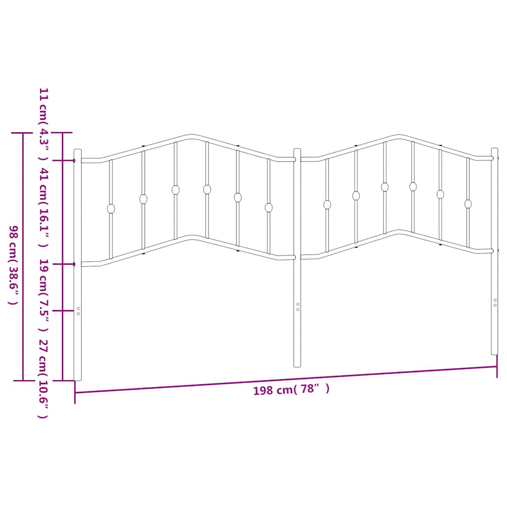 Testiera in Metallo Bianco 193 cm - homemem39