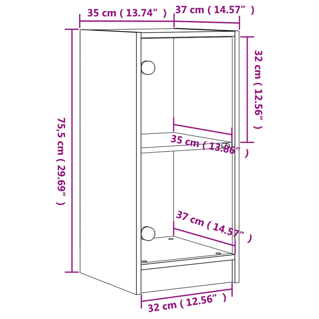 Mobile con Ante in Vetro Rovere Marrone 35x37x75,5 cm