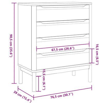 Cassettiera FLORO Grigia in Legno Massello di Pino - homemem39