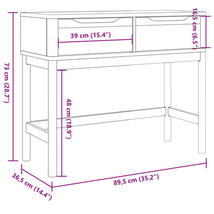 Tavolo Consolle FLORO 89,5x36,5x73 cm Marrone Cera Legno Pino - homemem39