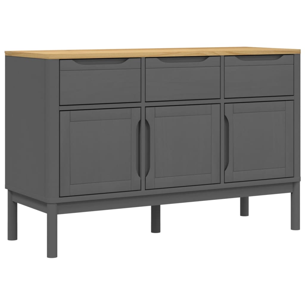 Credenza FLORO Grigia 114x43x74 cm in Legno Massello di Pino - homemem39