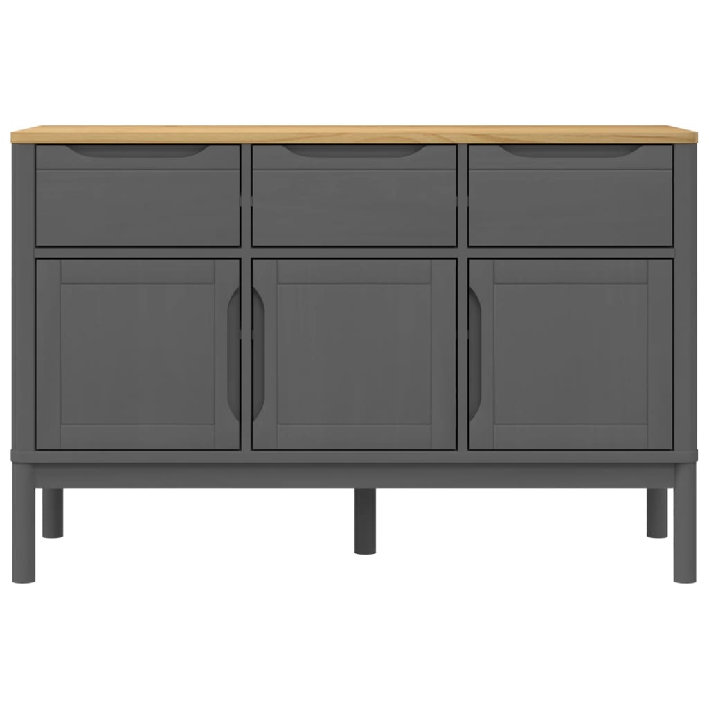 Credenza FLORO Grigia 114x43x74 cm in Legno Massello di Pino - homemem39