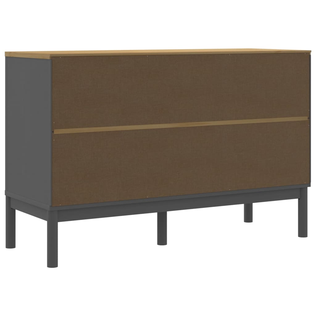 Credenza FLORO Grigia 114x43x74 cm in Legno Massello di Pino - homemem39