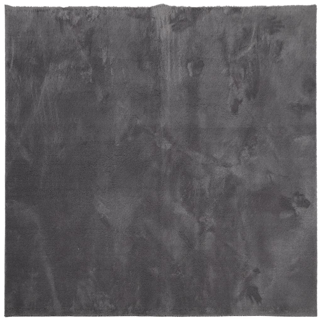 Tappeto Pelo Corto HUARTE Morbido Lavabile Antracite 240x240 cm - homemem39