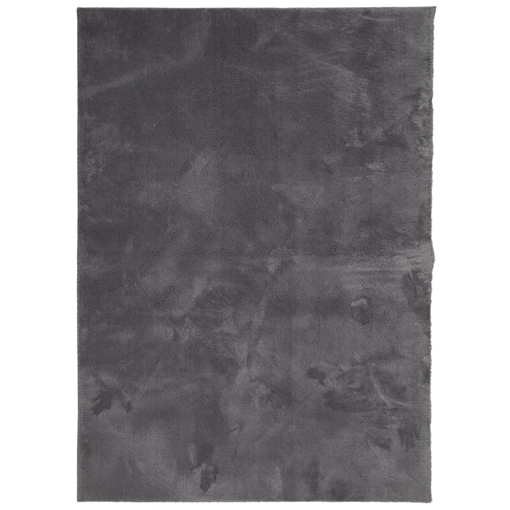 Tappeto Pelo Corto HUARTE Morbido Lavabile Antracite 240x340 cm