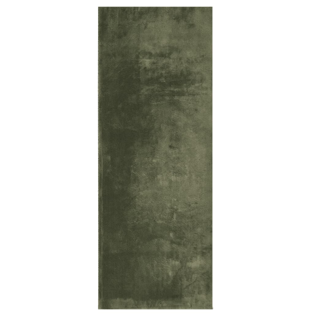 Tappeto Pelo Corto HUARTE Morbido Lavabile Verde Bosco 80x200cm - homemem39