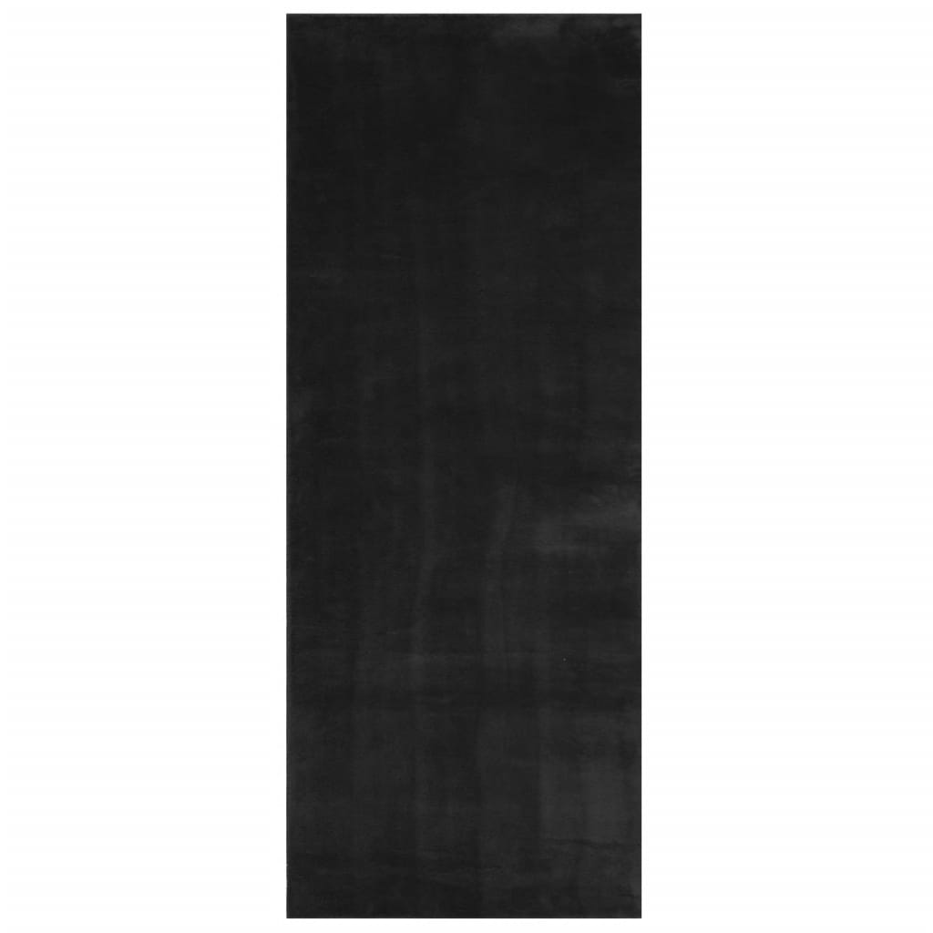 Tappeto a Pelo Corto HUARTE Morbido e Lavabile Nero 80x200 cm - homemem39