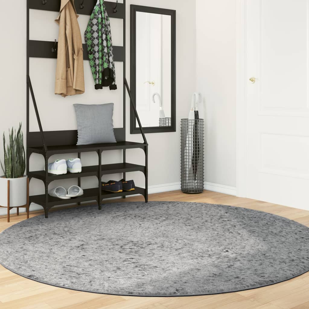 Tappeto Shaggy PAMPLONA a Pelo Lungo Moderno Grigio Ø 200 cm - homemem39