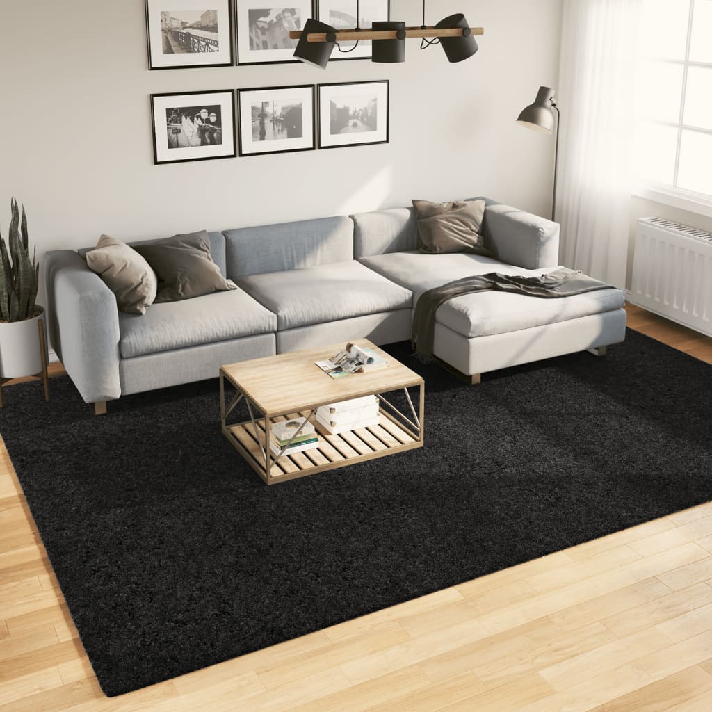 Tappeto Shaggy PAMPLONA a Pelo Lungo Moderno Nero 240x340 cm - homemem39